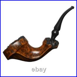MUXIANG Briar Wooden Horn Pipe Handmade Wooden Tobacco Smoking Pipe Burl Ebonite