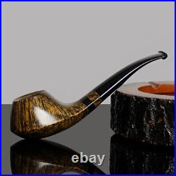 MUXIANG Briar Wooden Tobacco Pipe Ebonite Stem Smooth Volcano Freehand Pipe