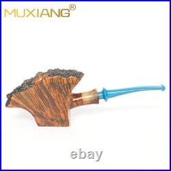 MUXIANG Briar Wooden Tobacco Pipe Handmade Smooth Freehand Pipe Ebonite Stem Box