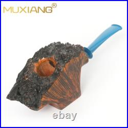 MUXIANG Briar Wooden Tobacco Pipe Handmade Smooth Freehand Pipe Ebonite Stem Box