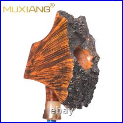 MUXIANG Briar Wooden Tobacco Pipe Handmade Smooth Freehand Pipe Ebonite Stem Box
