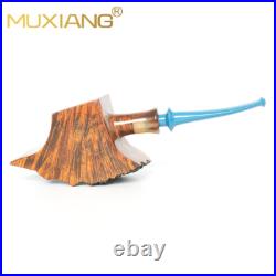MUXIANG Briar Wooden Tobacco Pipe Handmade Smooth Freehand Pipe Ebonite Stem Box