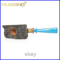MUXIANG Briar Wooden Tobacco Pipe Handmade Smooth Freehand Pipe Ebonite Stem Box