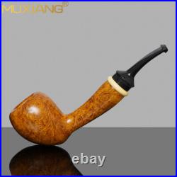 MUXIANG Briar Wooden Tobacco Pipe Smooth Acorn Freehand Pipe Bent Ebonite Stem