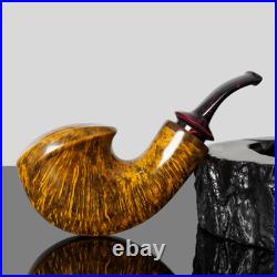 MUXIANG Briar Wooden Tobacco Pipe Smooth Freehand Pipe Ebonite Stem Horn Ring