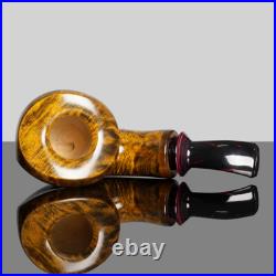 MUXIANG Briar Wooden Tobacco Pipe Smooth Freehand Pipe Ebonite Stem Horn Ring