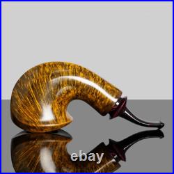 MUXIANG Briar Wooden Tobacco Pipe Smooth Freehand Pipe Ebonite Stem Horn Ring