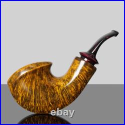 MUXIANG Briar Wooden Tobacco Pipe Smooth Freehand Pipe Ebonite Stem Horn Ring