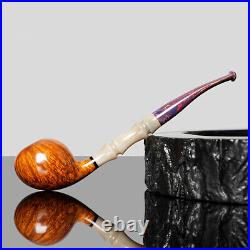 MUXIANG Briar Wooden Tobacco Pipe Smooth Freehand Smoking Pipe Bamboo Resin Stem