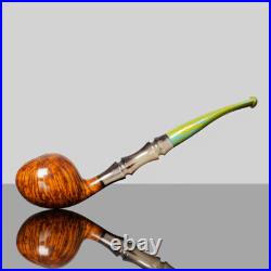 MUXIANG Briar Wooden Tobacco Pipe Smooth Freehand Smoking Pipe Bamboo Resin Stem