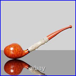 MUXIANG Briar Wooden Tobacco Pipe Smooth Freehand Smoking Pipe Bamboo Resin Stem