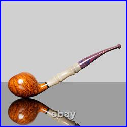 MUXIANG Briar Wooden Tobacco Pipe Smooth Freehand Smoking Pipe Bamboo Resin Stem