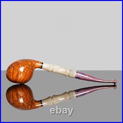 MUXIANG Briar Wooden Tobacco Pipe Smooth Freehand Smoking Pipe Bamboo Resin Stem