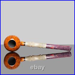MUXIANG Briar Wooden Tobacco Pipe Smooth Freehand Smoking Pipe Bamboo Resin Stem
