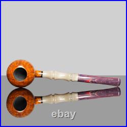 MUXIANG Briar Wooden Tobacco Pipe Smooth Freehand Smoking Pipe Bamboo Resin Stem