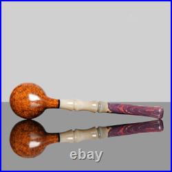 MUXIANG Briar Wooden Tobacco Pipe Smooth Freehand Smoking Pipe Bamboo Resin Stem