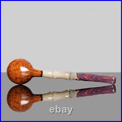 MUXIANG Briar Wooden Tobacco Pipe Smooth Freehand Smoking Pipe Bamboo Resin Stem