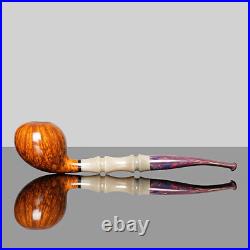 MUXIANG Briar Wooden Tobacco Pipe Smooth Freehand Smoking Pipe Bamboo Resin Stem