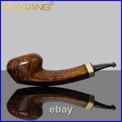 MUXIANG Briar Wooden Tomato Pipe Smooth Freehand Tobacco Pipe Vulcanite Stem