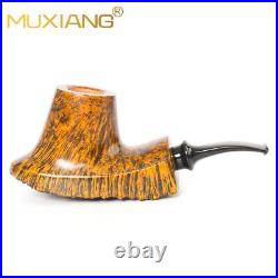 MUXIANG Briar Wooden Vulcano Pipe Smooth Burl Freehand Tobacco Pipe Acrylic Stem