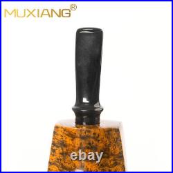 MUXIANG Briar Wooden Vulcano Pipe Smooth Burl Freehand Tobacco Pipe Acrylic Stem