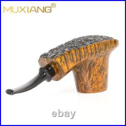 MUXIANG Briar Wooden Vulcano Pipe Smooth Burl Freehand Tobacco Pipe Acrylic Stem