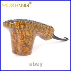 MUXIANG Briar Wooden Vulcano Pipe Smooth Burl Freehand Tobacco Pipe Acrylic Stem