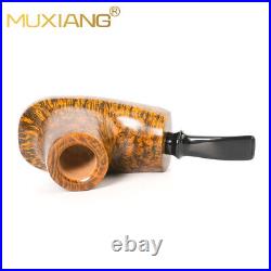 MUXIANG Briar Wooden Vulcano Pipe Smooth Burl Freehand Tobacco Pipe Acrylic Stem