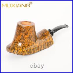 MUXIANG Briar Wooden Vulcano Pipe Smooth Burl Freehand Tobacco Pipe Acrylic Stem