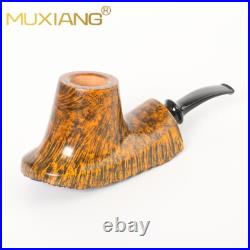 MUXIANG Briar Wooden Vulcano Pipe Smooth Burl Freehand Tobacco Pipe Acrylic Stem