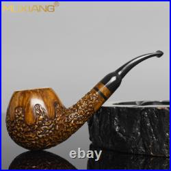 MUXIANG Carved Briar Tobacco Pipe Handmade Wooden Freehand Pipe Cumberland Stem