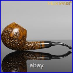 MUXIANG Carved Briar Tobacco Pipe Handmade Wooden Freehand Pipe Cumberland Stem