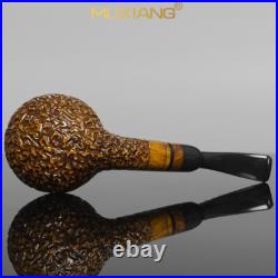 MUXIANG Carved Briar Tobacco Pipe Handmade Wooden Freehand Pipe Cumberland Stem