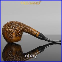 MUXIANG Carved Briar Tobacco Pipe Handmade Wooden Freehand Pipe Cumberland Stem
