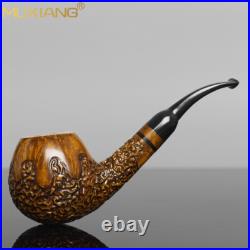 MUXIANG Carved Briar Tobacco Pipe Handmade Wooden Freehand Pipe Cumberland Stem