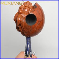 MUXIANG Carved Freehand Pipe Handmade Rustic Briar Wood Tobacco Pipe Cumberland