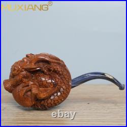 MUXIANG Carved Freehand Pipe Handmade Rustic Briar Wood Tobacco Pipe Cumberland
