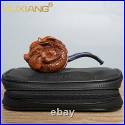 MUXIANG Carved Freehand Pipe Handmade Rustic Briar Wood Tobacco Pipe Cumberland
