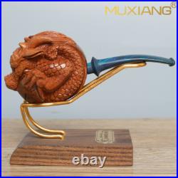 MUXIANG Carved Freehand Pipe Handmade Rustic Briar Wood Tobacco Pipe Cumberland