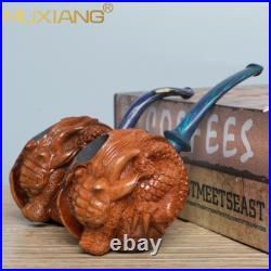 MUXIANG Carved Freehand Pipe Handmade Rustic Briar Wood Tobacco Pipe Cumberland