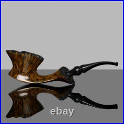 MUXIANG Fleur Pipe Briar Wooden Tobacco Pipe Smooth Freehand Pipe Ebonite Stem