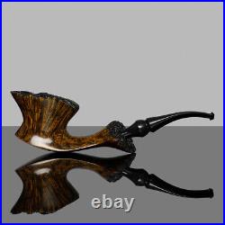 MUXIANG Fleur Pipe Briar Wooden Tobacco Pipe Smooth Freehand Pipe Ebonite Stem