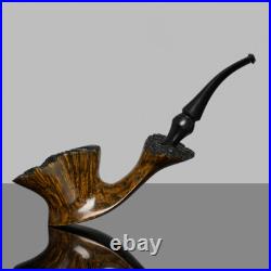MUXIANG Fleur Pipe Briar Wooden Tobacco Pipe Smooth Freehand Pipe Ebonite Stem