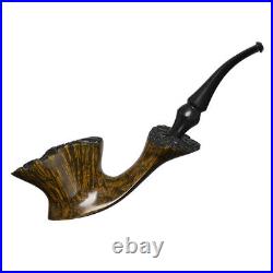 MUXIANG Fleur Pipe Briar Wooden Tobacco Pipe Smooth Freehand Pipe Ebonite Stem