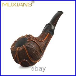 MUXIANG Freehand Pipe Briar Wooden Tobacco Pipe Cumberland Stem Sandblasted Pipe