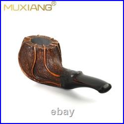 MUXIANG Freehand Pipe Briar Wooden Tobacco Pipe Cumberland Stem Sandblasted Pipe