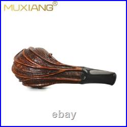 MUXIANG Freehand Pipe Briar Wooden Tobacco Pipe Cumberland Stem Sandblasted Pipe