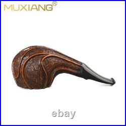 MUXIANG Freehand Pipe Briar Wooden Tobacco Pipe Cumberland Stem Sandblasted Pipe