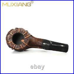 MUXIANG Freehand Pipe Briar Wooden Tobacco Pipe Cumberland Stem Sandblasted Pipe