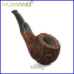 MUXIANG Freehand Pipe Briar Wooden Tobacco Pipe Cumberland Stem Sandblasted Pipe